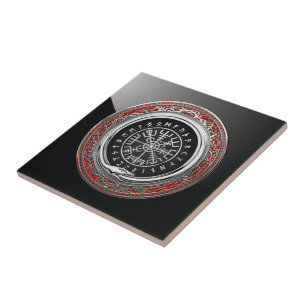 [100] Vegvisir - Viking Silver Magic Runic Compass Tile