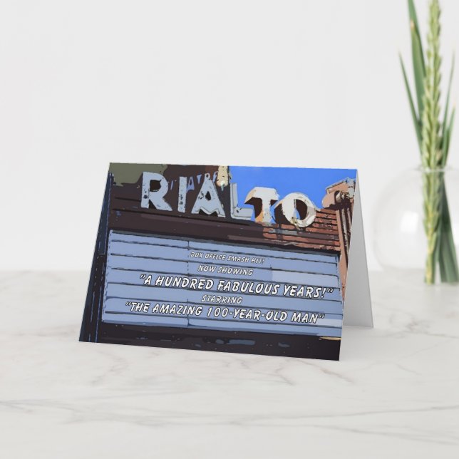 100 Vintage Theatre Sign Happy Birthday Card (Front)