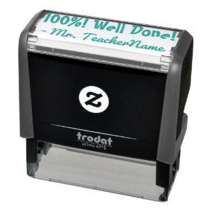 "100%! Well Done!" + Custom Instructor Name Self-inking Stamp