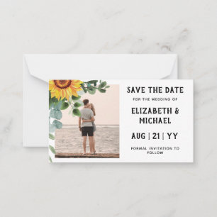 100 x BUDGET Photo Save Dates Rustic Sunflowers Card