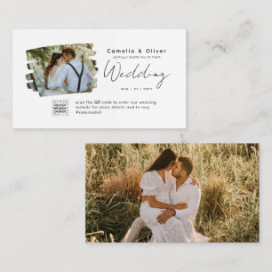100 x White & Black Wedding PHOTO SMALL RSVP Business Card