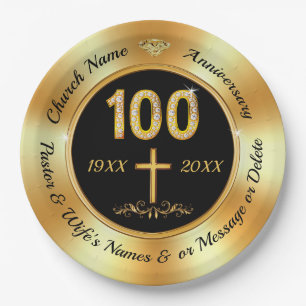 100 year Church Anniversary Party Ideas, 100th Paper Plate