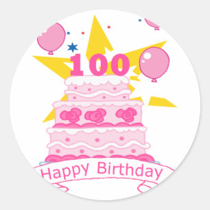100 Year Old Birthday Cake Classic Round Sticker