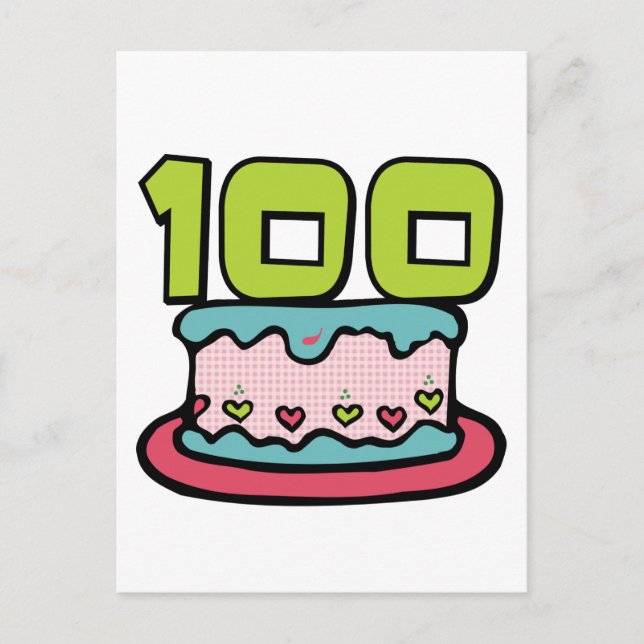 100 Year Old Birthday Cake Postcard (Front)