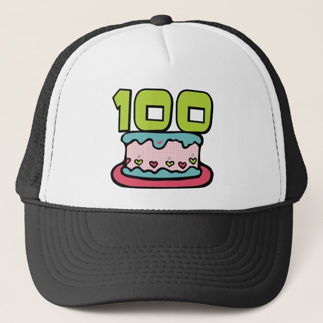 100 Year Old Birthday Cake Trucker Hat (Front)