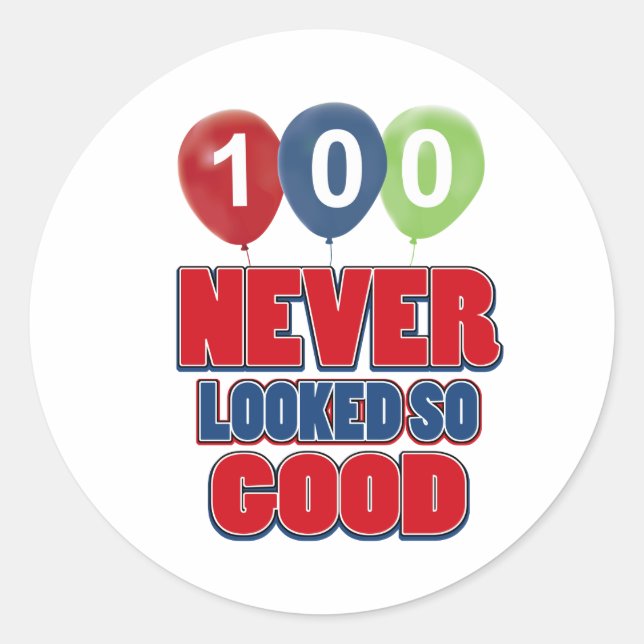 100 year old birthday designs classic round sticker (Front)