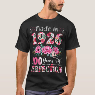 100 Year Old Made In 1926 Floral 100Th Birthday T-Shirt