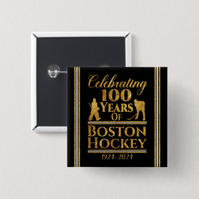 100 Years Of Boston Hockey 15 Cm Square Badge (Front & Back)