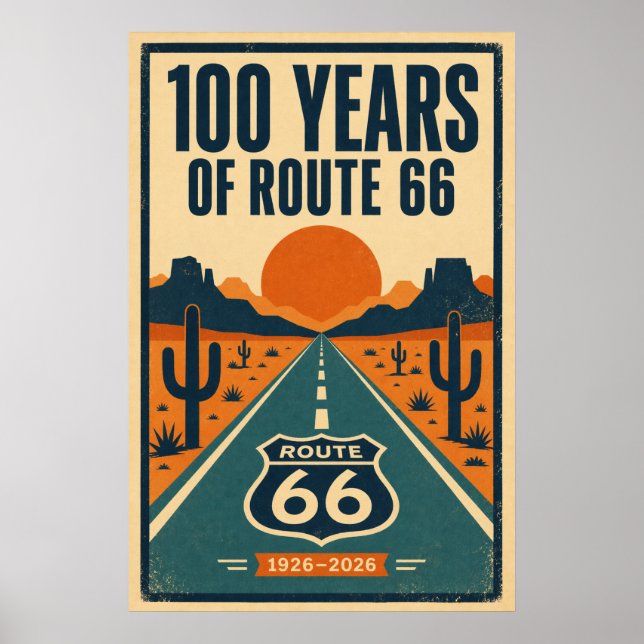100 Years of Route 66 Centennial Litho Poster (Front)