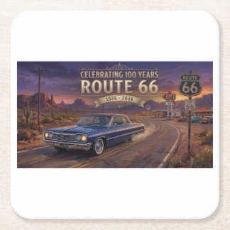 100 Years Of Route 66 Square Paper Coaster