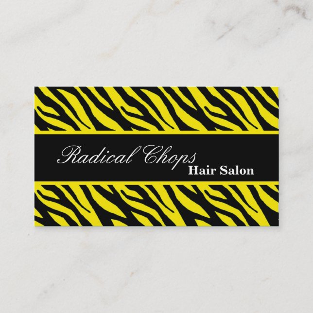 100 Yellow Black Zebra Print Pattern Business Card (Front)