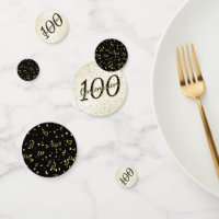 100 Yrs Centenarian Birthday Black/Gold Confetti