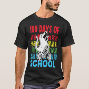 100Days Of School Dinosaur riding bike T-Shirt