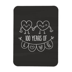 100th Anniversary Gift Chalk Hearts Magnet