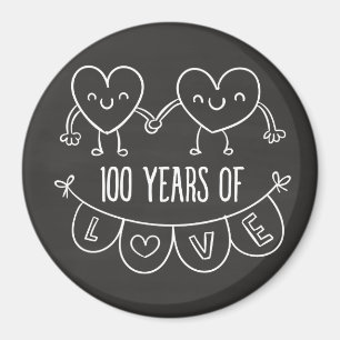 100th Anniversary Gift Chalk Hearts Magnet