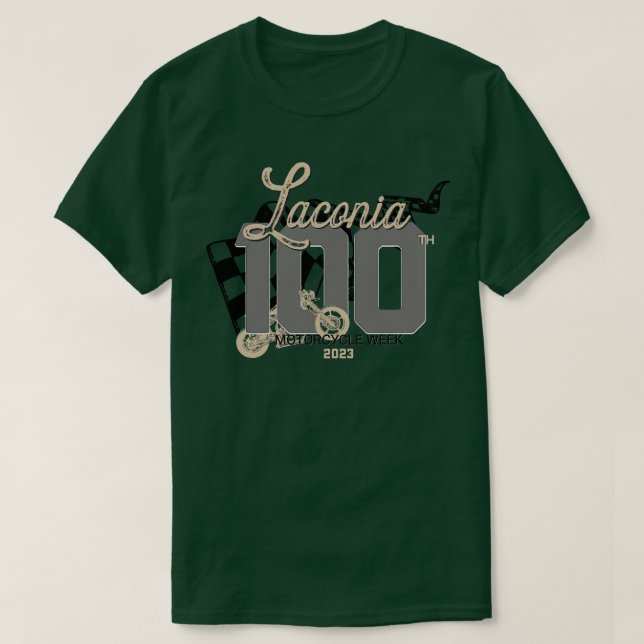 100th Anniversary Laconia Motorcycle Week New Hamp T-Shirt (Design Front)
