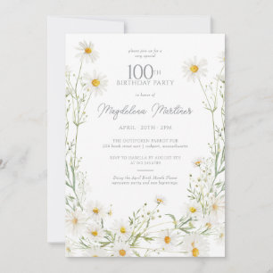 100th Birthday April Birth Month Flower Daisy Invitation