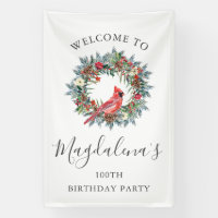 100th Birthday Banner Red Cardinal Custom Welcome