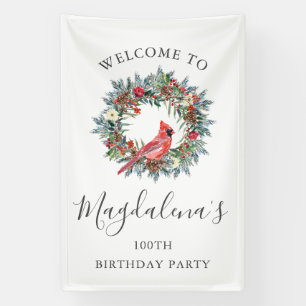 100th Birthday Banner Red Cardinal Custom Welcome