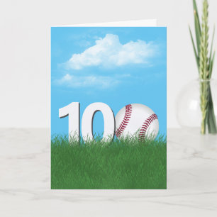 100th Birthday Baseball In Green Grass Card