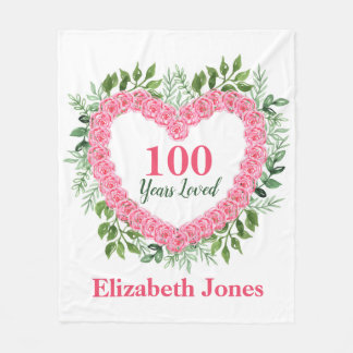 100th Birthday Blanket - 100 Years Loved Design