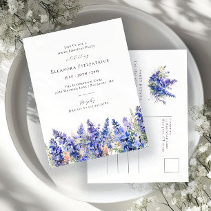 100th Birthday Blue Larkspur July Birth Flower Invitation Postcard