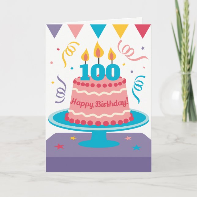 100th Birthday Cake: Customisable! Card (Front)