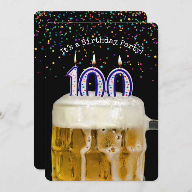 100th Birthday Candle Party Invitation (Front/Back)