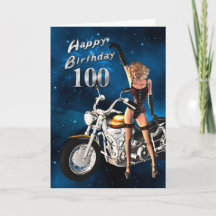 100th Birthday card with a motorbike