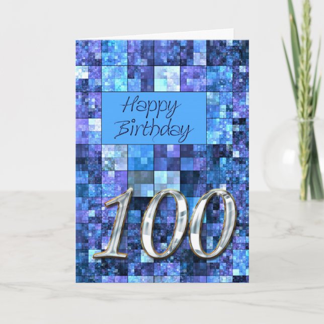 100th Birthday card with abstract squares. (Front)