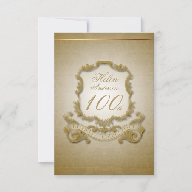 100th Birthday Celebration Custom Vintage Frame Invitation (Front)