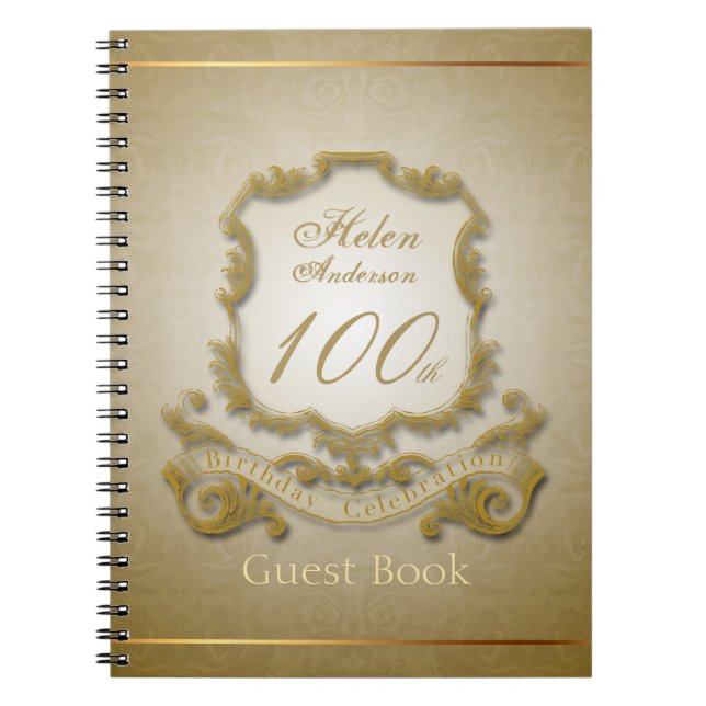 100th Birthday Celebration Vintage Frame Spiral Notebook (Front)