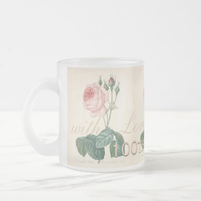 100th Birthday Celebration Vintage Rose F Mug (Left)
