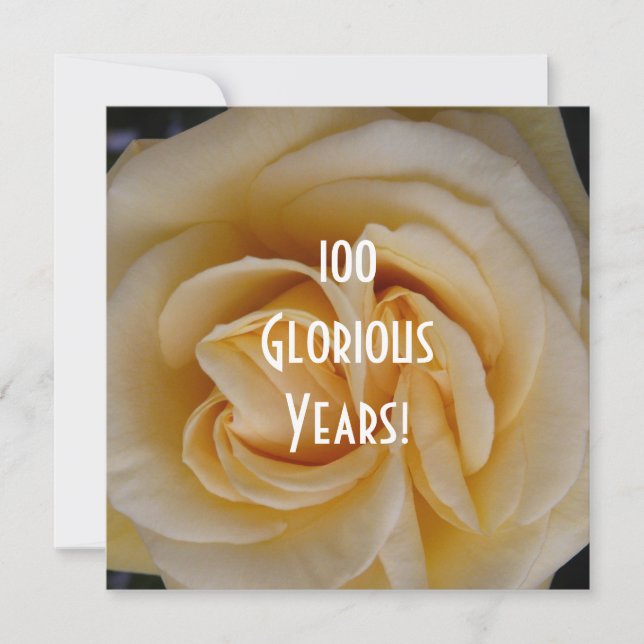 100th Birthday Celebration-Yellow Rose Invitation (Front)