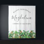 100th Birthday December Birth Flower Backdrop Tapestry<br><div class="desc">Create a special keepsake when your guests have a photograph with the birthday celebrant. This festive Christmas backdrop features green  holly and red berries. All of the text is editable so you can easily craft your own special mood.</div>