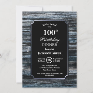 100th Birthday Dinner Wood Party Invitation