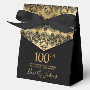 100th Birthday Elegant Gold Lace Thank You Favour Box