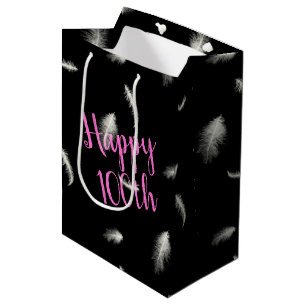 100th Birthday Feathers Medium Gift Bag