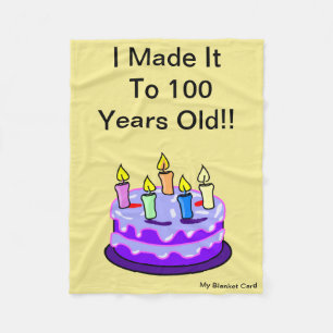 100th Birthday - Fleece Blanket - Card, Small