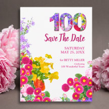 100th Birthday Floral Garden Party Save the Date