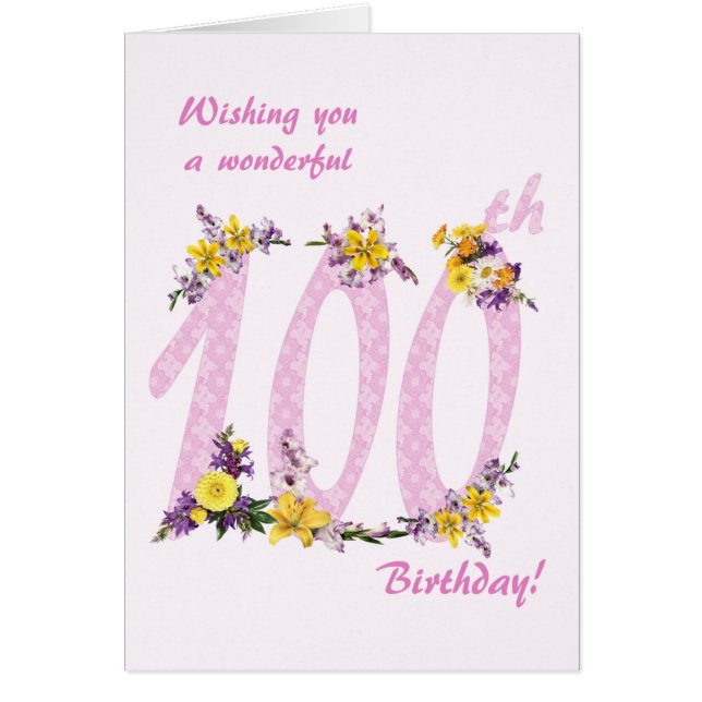 100th Birthday Flower Decorated Numbers (Front)
