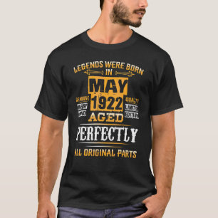 100th Birthday For Legends Born May 1922 100 Year T-Shirt