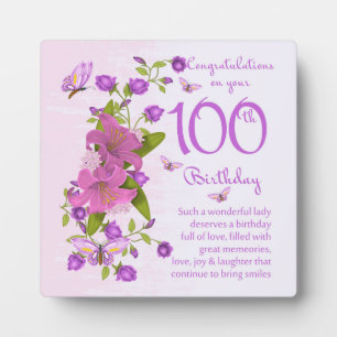 100th Birthday Gift Plaque 5.25 x 5.25 with Easel