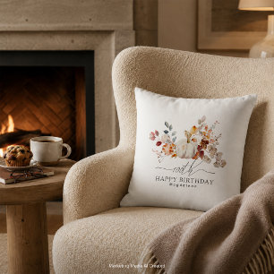 100th Birthday Gift White Pumpkin Fall Custom Cushion