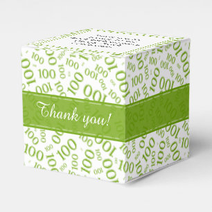100th Birthday Green/White Random Number Pattern Favour Box