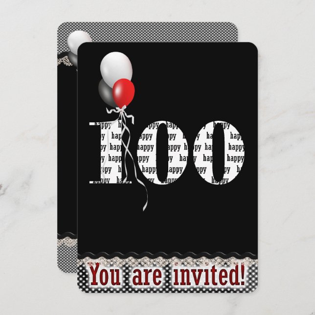 100th Birthday Invitation (Front/Back)