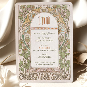 100th Birthday Invitation Art Nouveau by Mucha