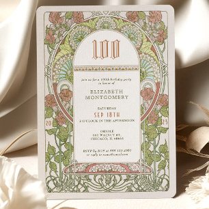 100th Birthday Invitation Art Nouveau by Mucha