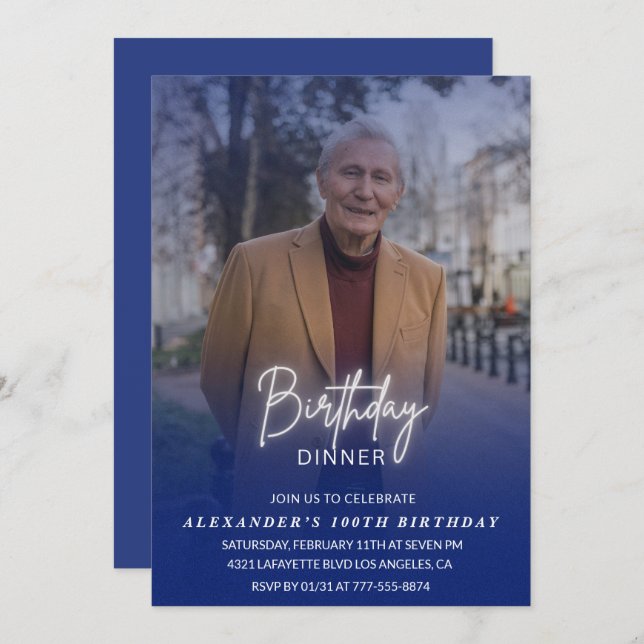 100th birthday invitation Birthday Dinner Photo (Front/Back)