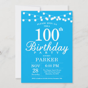 100th Birthday Invitation Blue